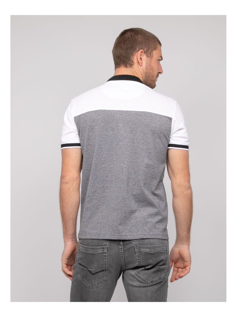 Polo de manga corta de algodón bicolor POPLINO Blanco - Kiabi