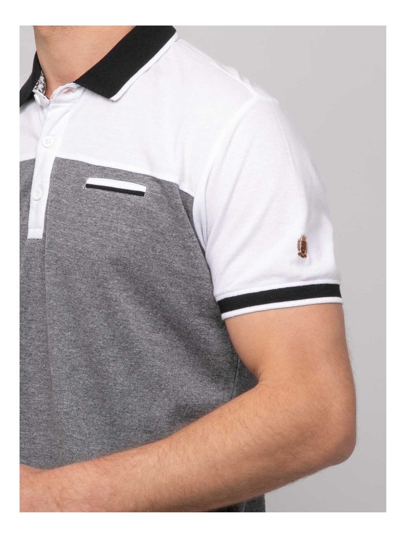 Polo de manga corta de algodón bicolor POPLINO Blanco - Kiabi