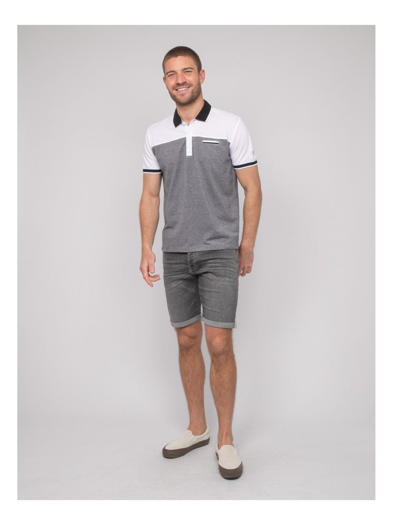 Polo de manga corta de algodón bicolor POPLINO Blanco - Kiabi