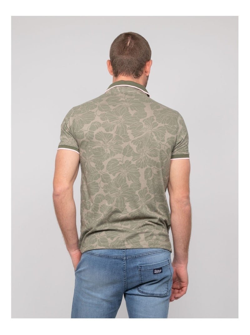 Polo de manga corta de algodón con motivos PAILLOTE Caqui - Kiabi
