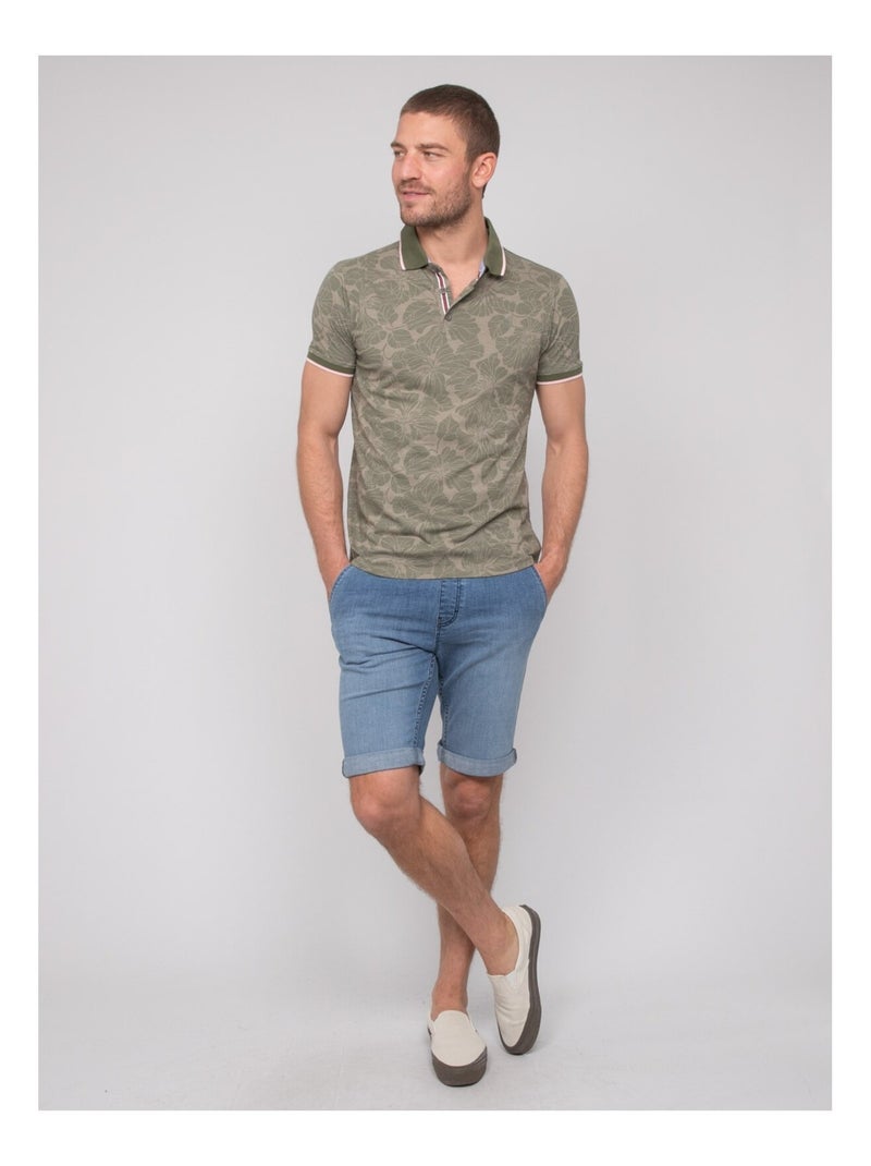 Polo de manga corta de algodón con motivos PAILLOTE Caqui - Kiabi