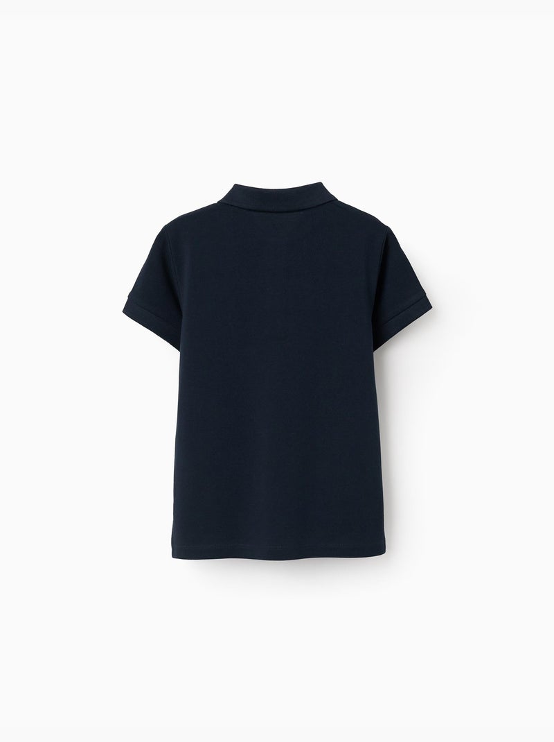 Polo de manga corta de algodón piqué Azul oscuro - Kiabi