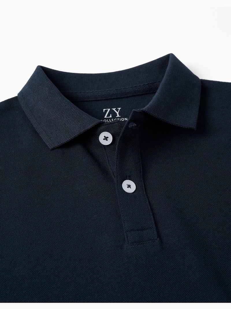 Polo de manga corta de algodón piqué Azul oscuro - Kiabi