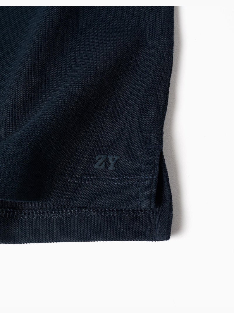 Polo de manga corta de algodón piqué Azul oscuro - Kiabi