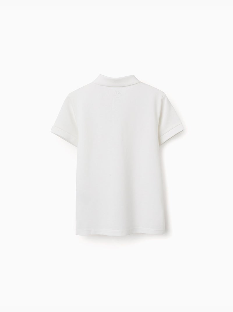 Polo de manga corta de algodón piqué Blanco - Kiabi