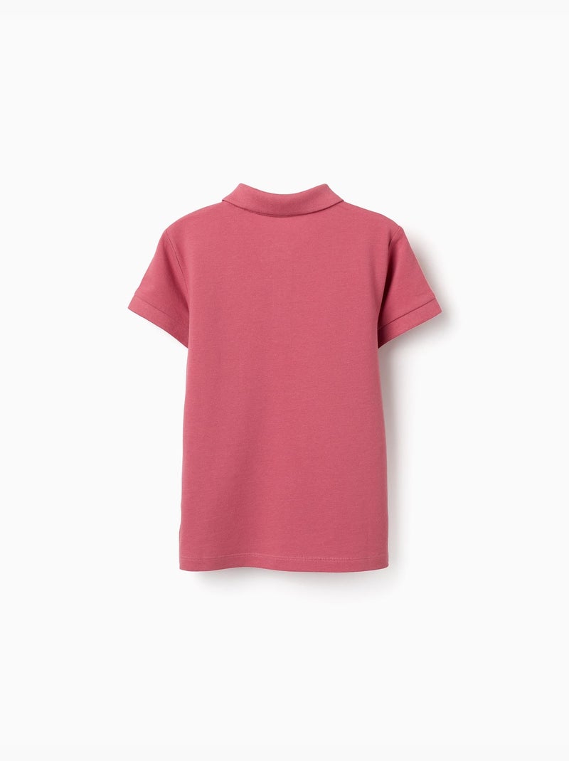 Polo de manga corta de algodón piqué Rosa oscuro - Kiabi