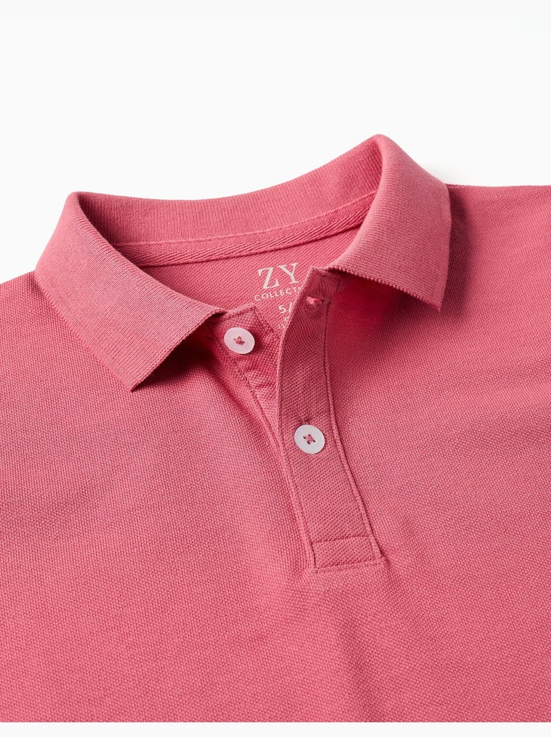 Polo de manga corta de algodón piqué Rosa oscuro - Kiabi
