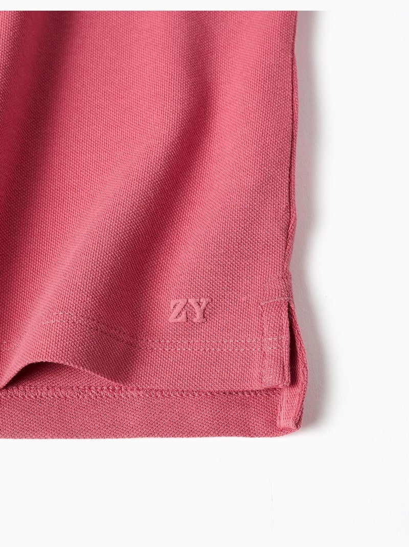 Polo de manga corta de algodón piqué Rosa oscuro - Kiabi