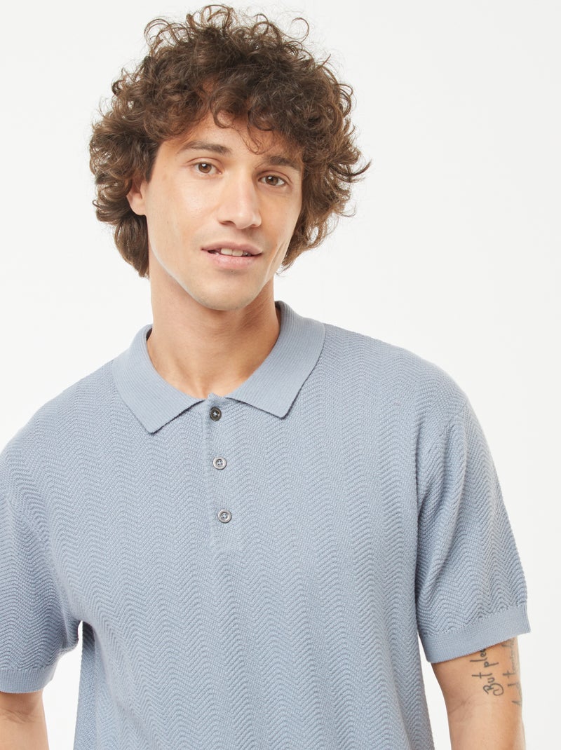 Polo de manga corta de punto Azul - Kiabi