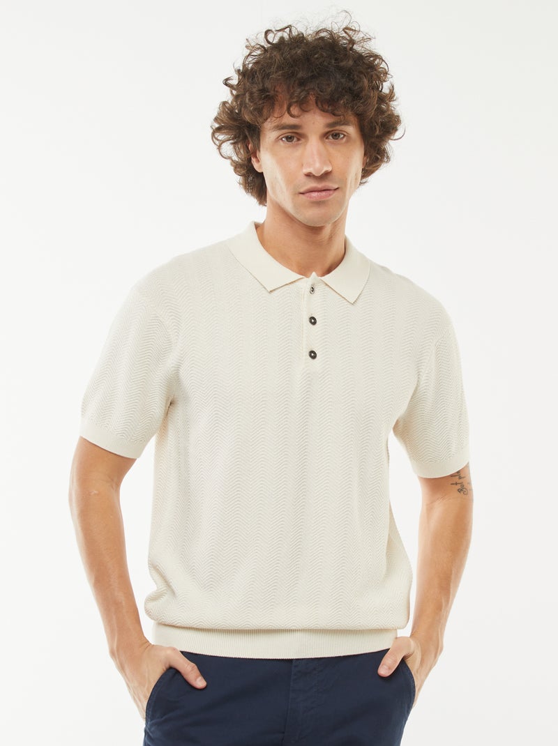Polo de manga corta de punto Blanco - Kiabi