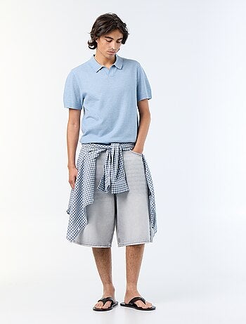 Polo de manga corta de punto calado