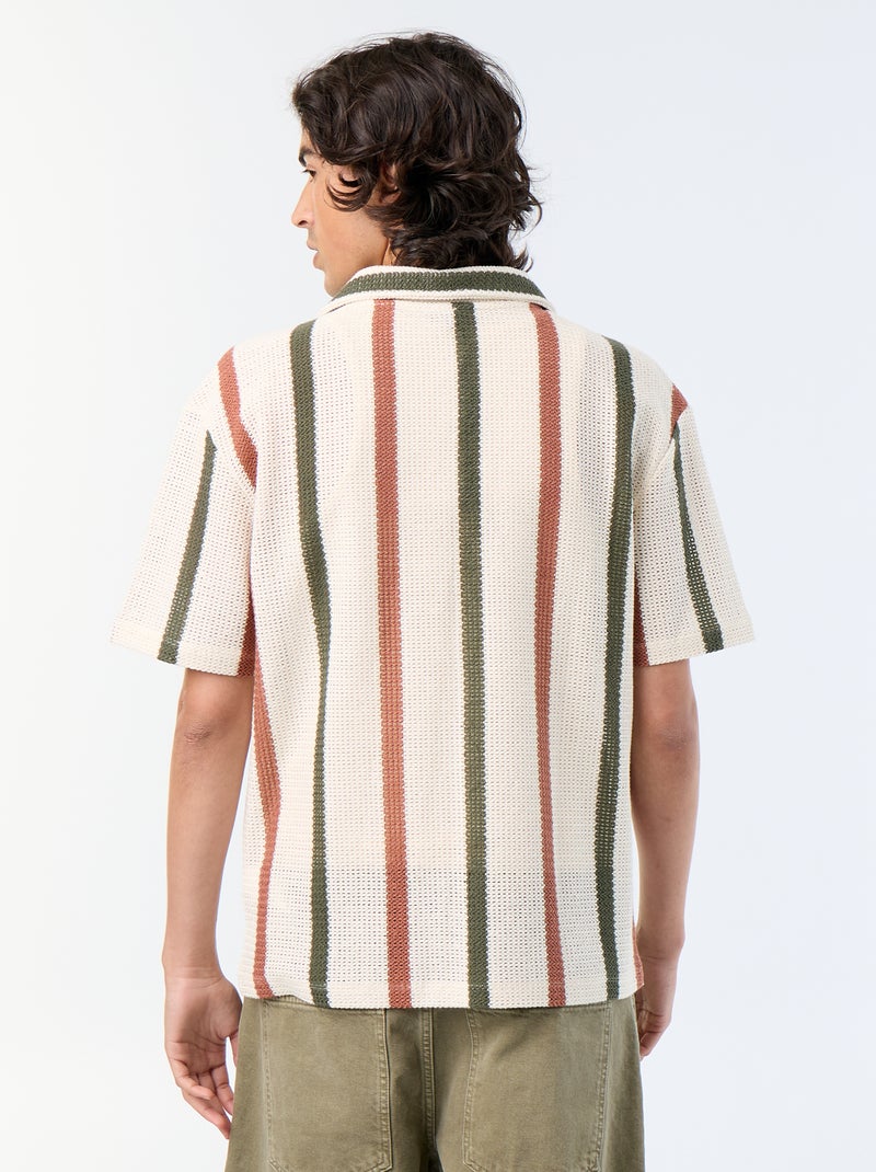 Polo de manga corta de punto calado Beige - Kiabi