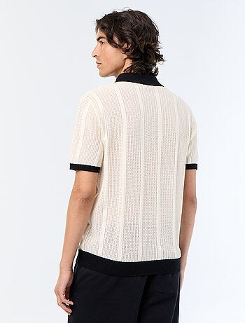 Polo de manga corta de punto calado