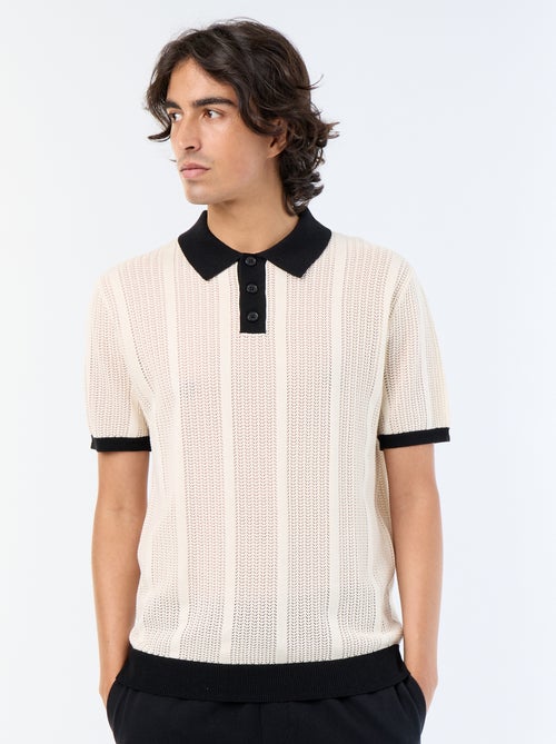 Polo de manga corta de punto calado - Kiabi