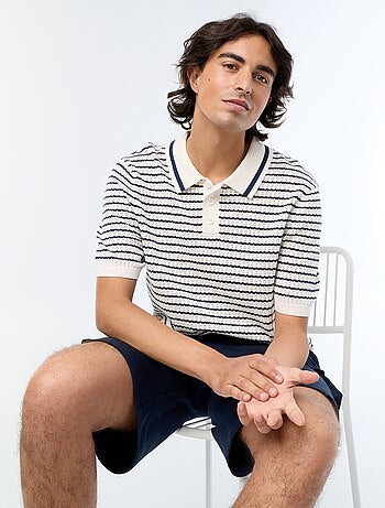 Polo de manga corta de punto calado