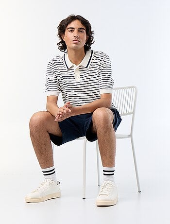 Polo de manga corta de punto calado