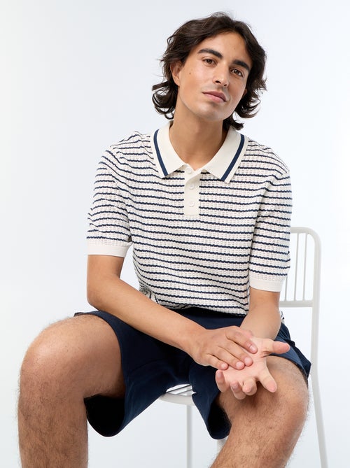 Polo de manga corta de punto calado - Kiabi