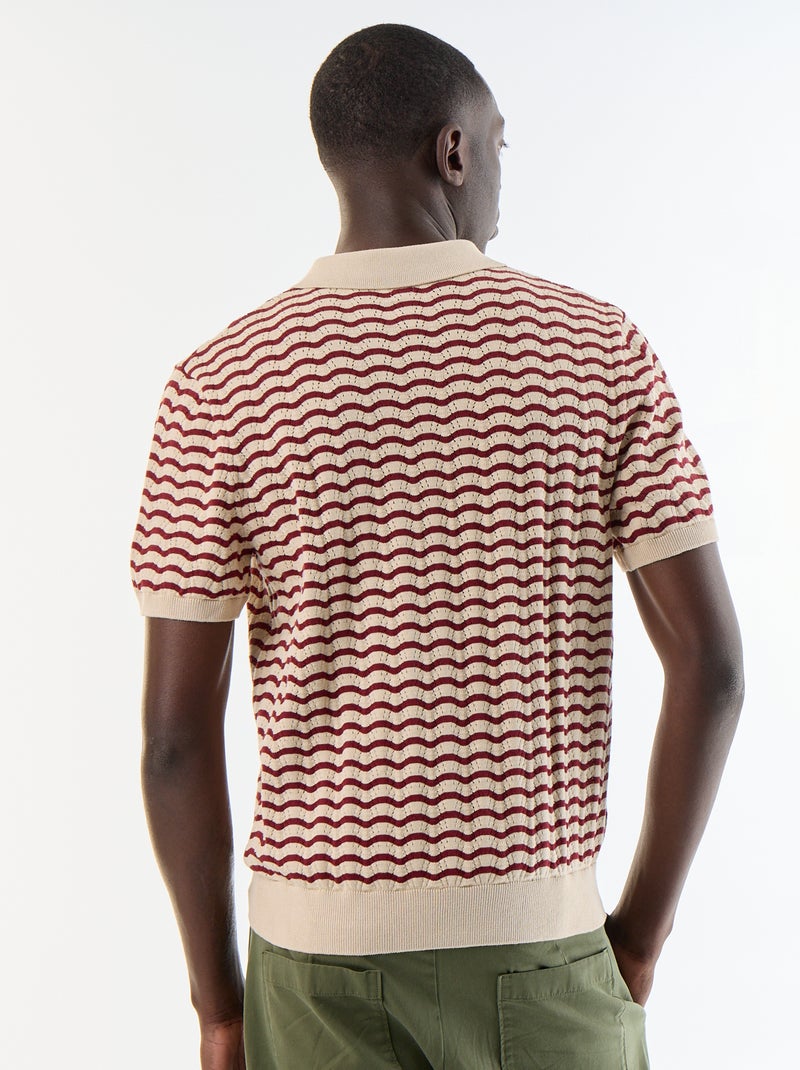Polo de manga corta de punto calado Beige - Kiabi