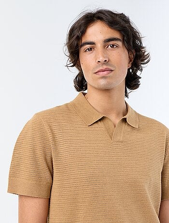 Polo de manga corta de punto calado