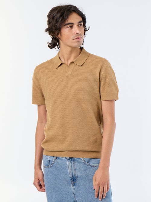 Polo de manga corta de punto calado - Kiabi