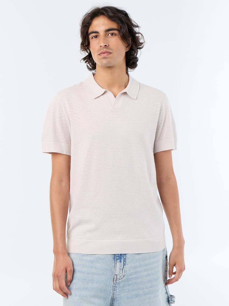 Polo de manga corta de punto calado Gris - Kiabi