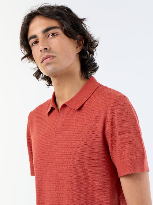 Polo de manga corta de punto calado - Kiabi