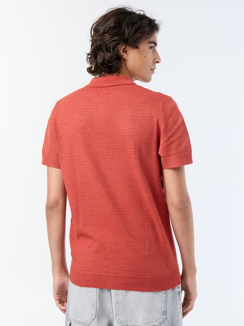 Polo de manga corta de punto calado - Kiabi