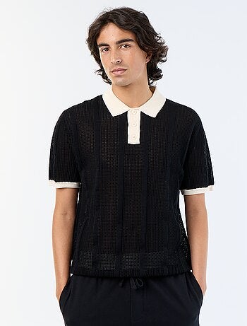 Polo de manga corta de punto calado