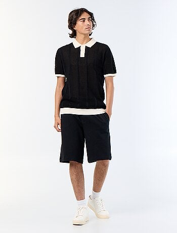 Polo de manga corta de punto calado