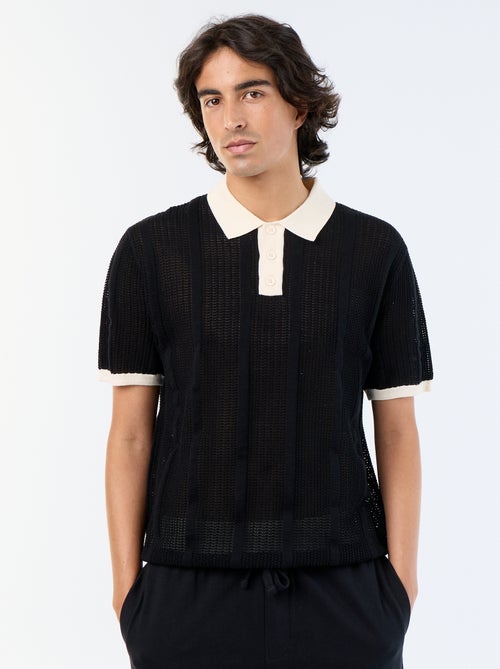 Polo de manga corta de punto calado - Kiabi