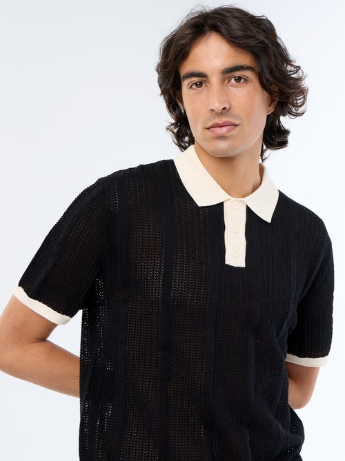 Polo de manga corta de punto calado - Kiabi