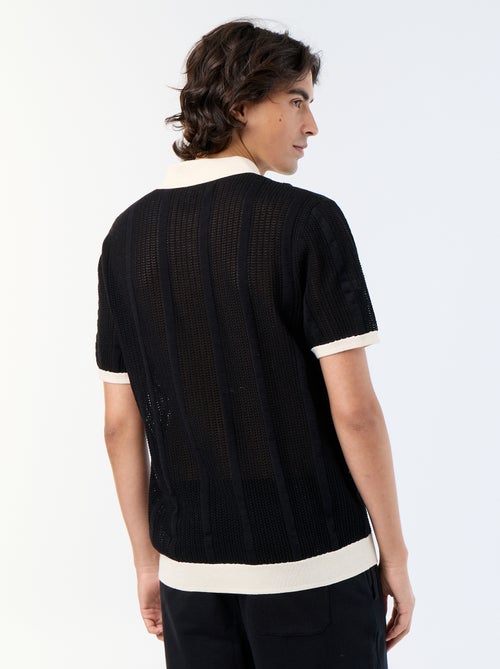 Polo de manga corta de punto calado - Kiabi