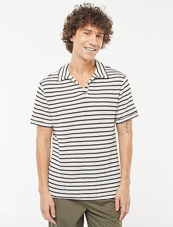 Polo de manga corta de punto de fantasía con calados