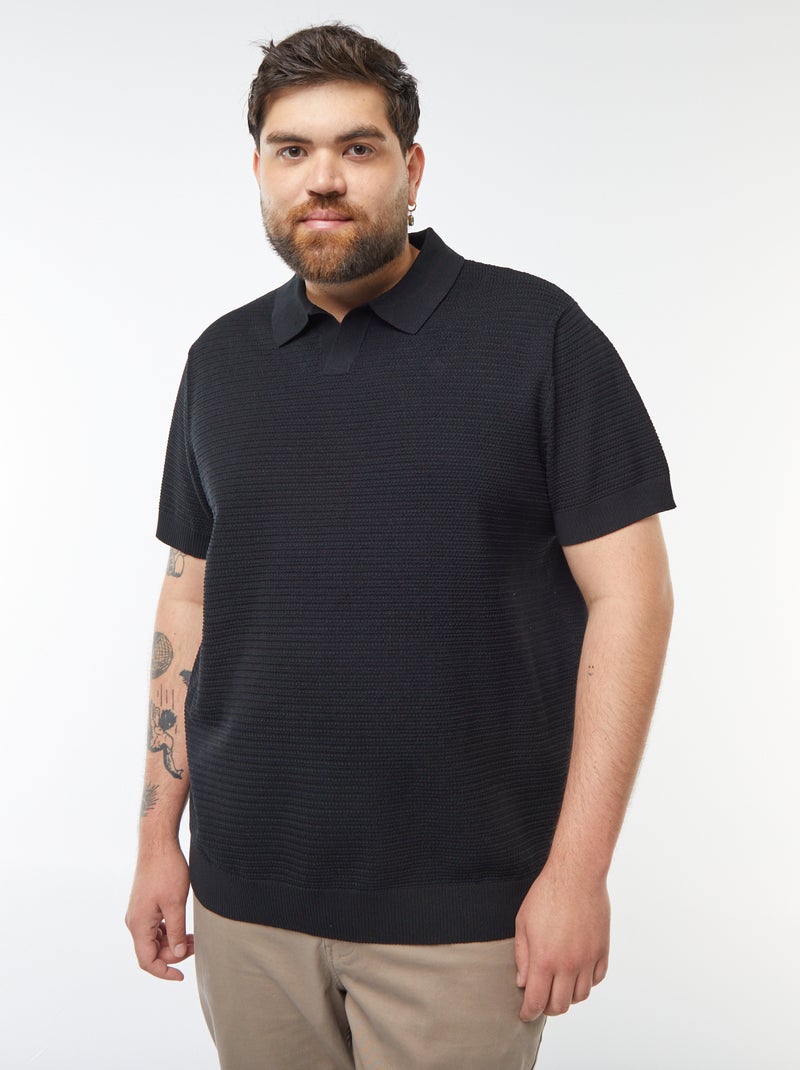 Polo de manga corta de punto de piqué negro - Kiabi