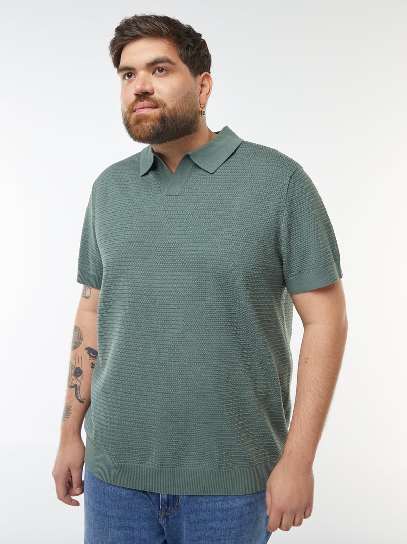 Polo de manga corta de punto de piqué Verde - Kiabi
