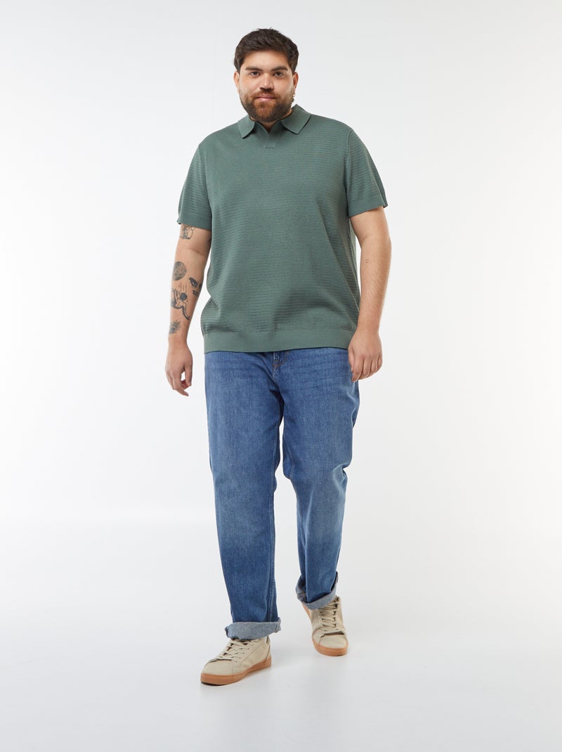 Polo de manga corta de punto de piqué Verde - Kiabi
