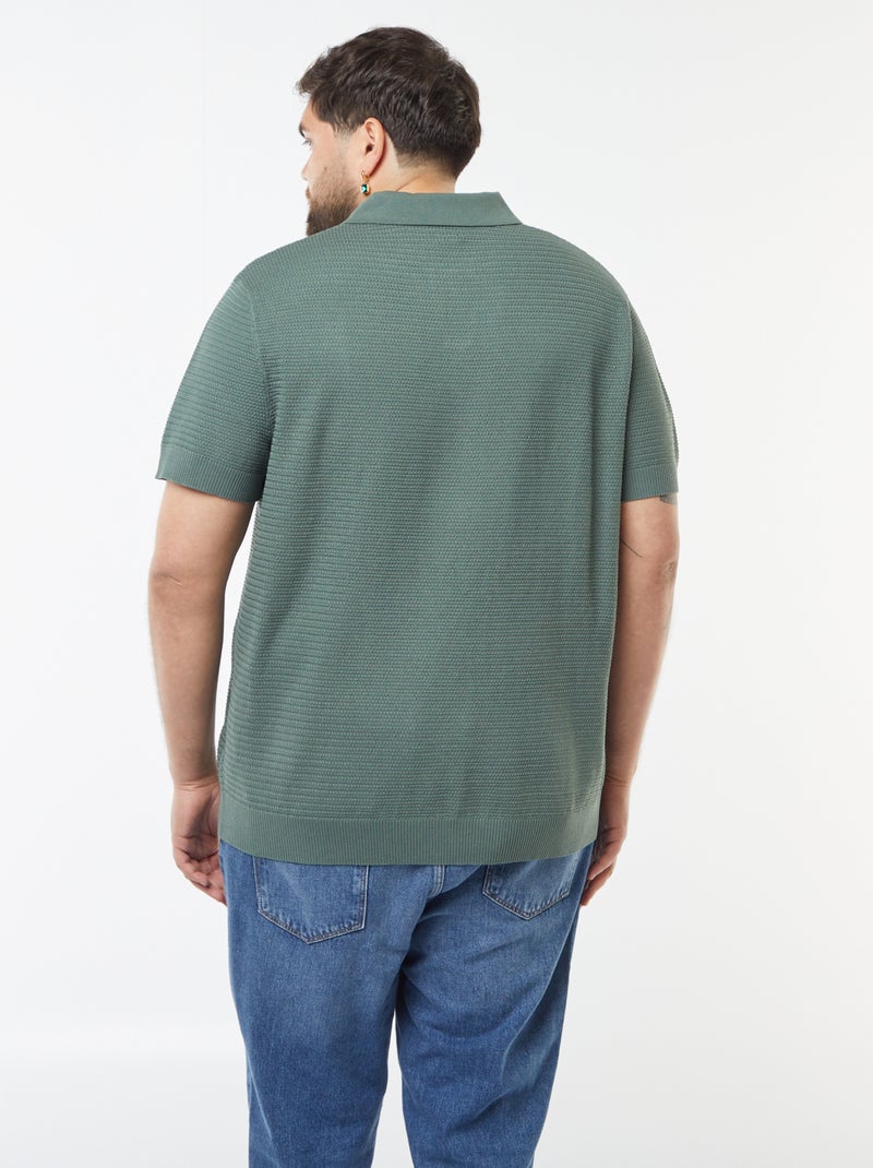 Polo de manga corta de punto de piqué Verde - Kiabi