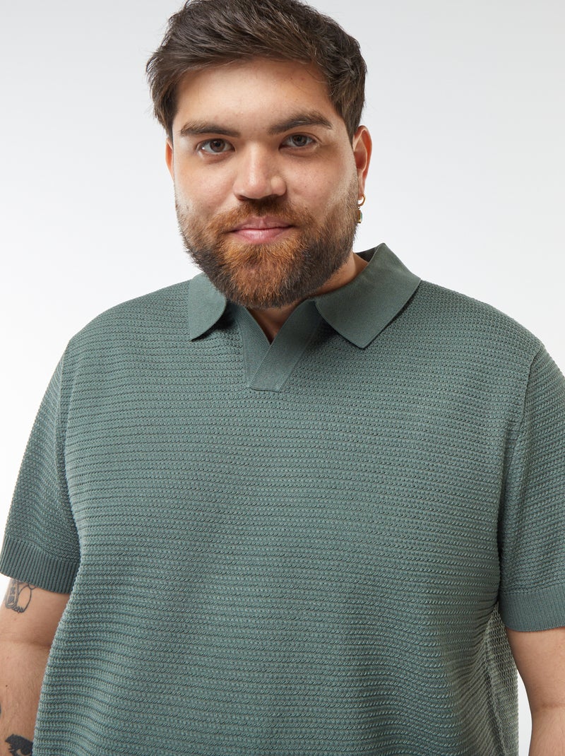 Polo de manga corta de punto de piqué Verde - Kiabi