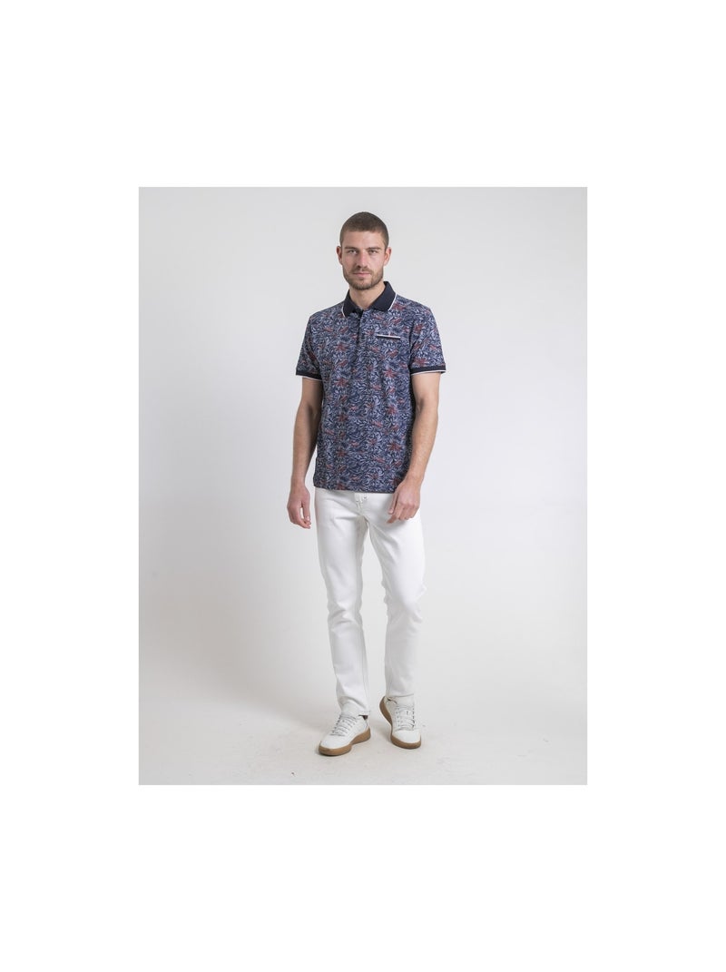 Polo de manga corta de puro algodón con motivos PARUBOL Azul marino - Kiabi