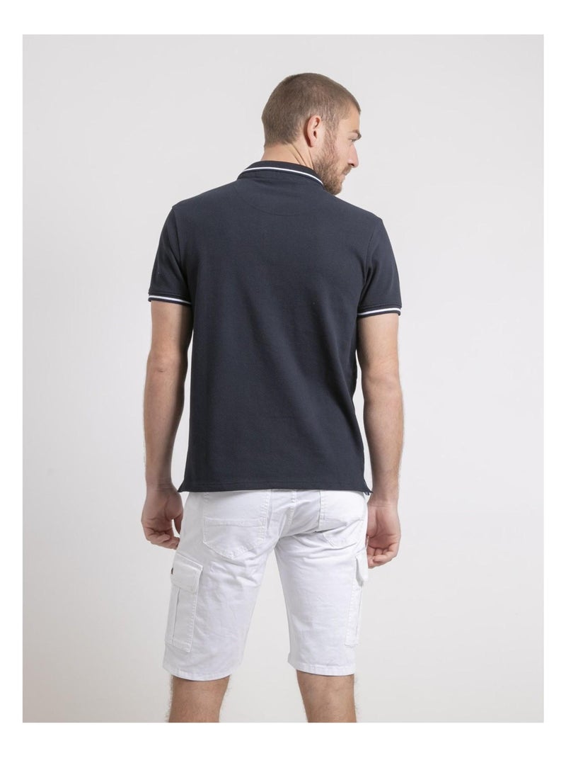 Polo de manga corta de puro algodón PEPILAN Azul marino - Kiabi