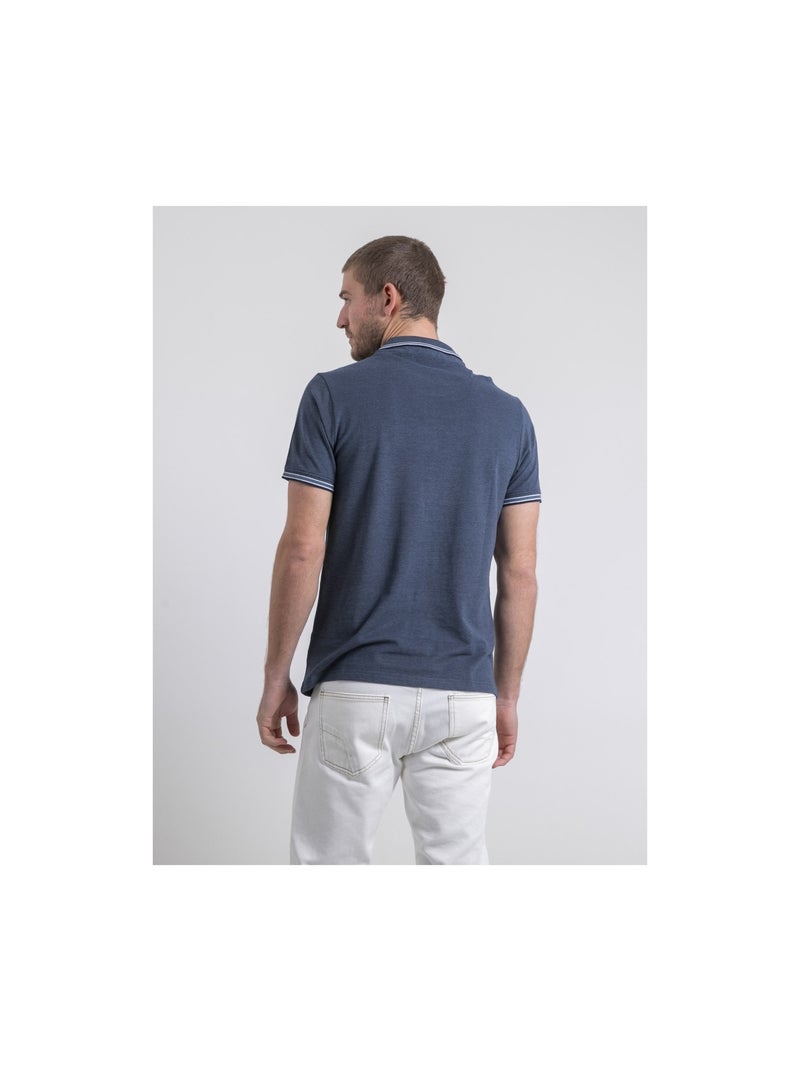 Polo de manga corta de puro algodón PIGUSTAVE Azul marino - Kiabi