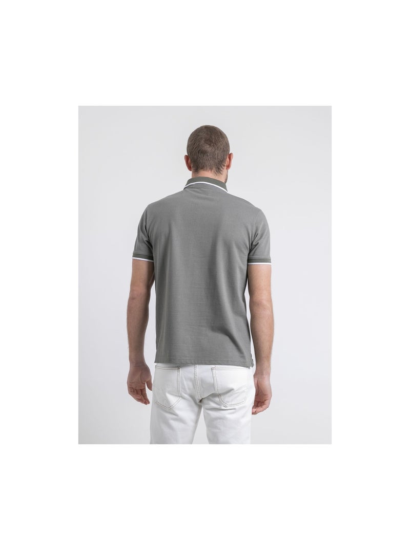 Polo de manga corta de puro algodón POULENI Caqui - Kiabi