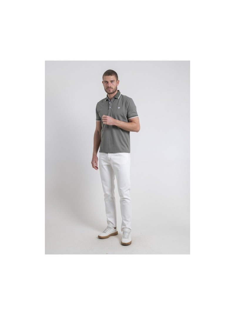 Polo de manga corta de puro algodón POULENI Caqui - Kiabi