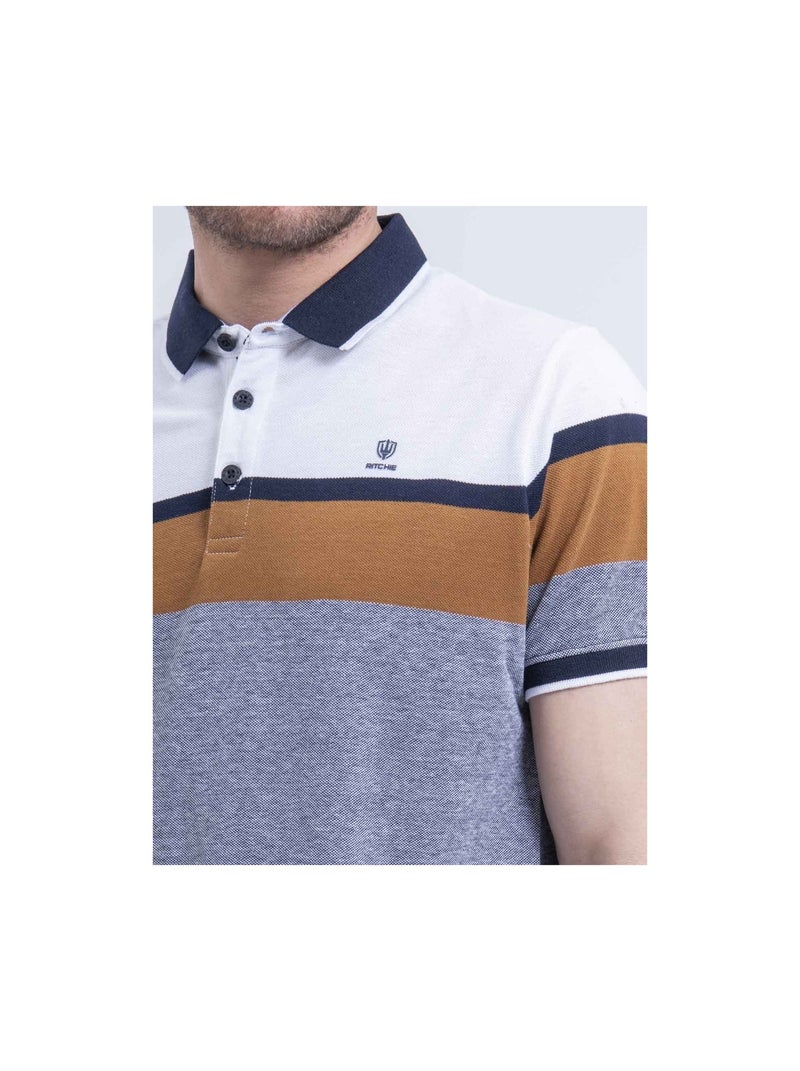 Polo de manga corta de rayas PABENOL Blanco - Kiabi