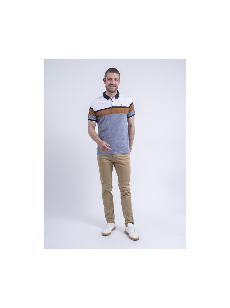 Polo de manga corta de rayas PABENOL Blanco - Kiabi
