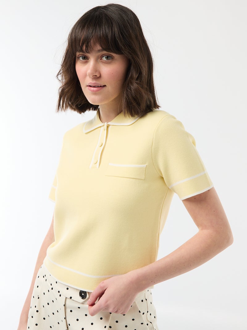 Polo de manga corta en piqué de algodón Amarillo - Kiabi