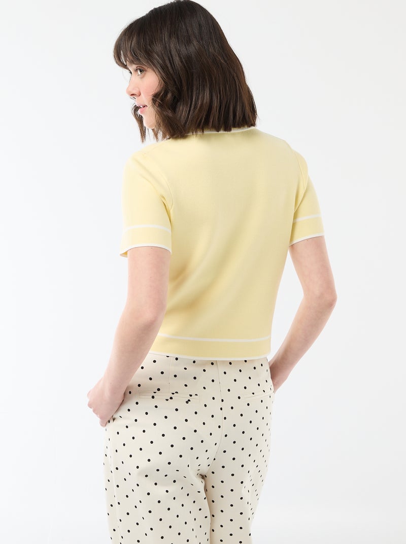 Polo de manga corta en piqué de algodón Amarillo - Kiabi