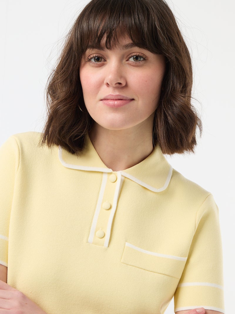 Polo de manga corta en piqué de algodón Amarillo - Kiabi