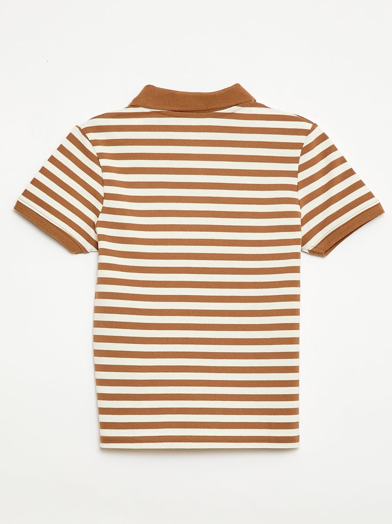 Polo de manga corta en piqué de algodón Beige - Kiabi