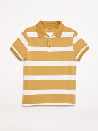 Polo de manga corta en piqué de algodón